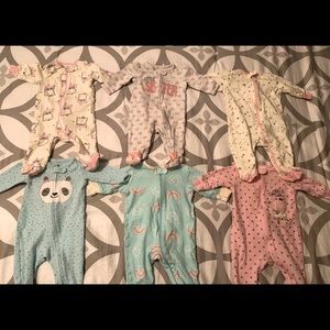 Six 0-3 month infant girl pajamas